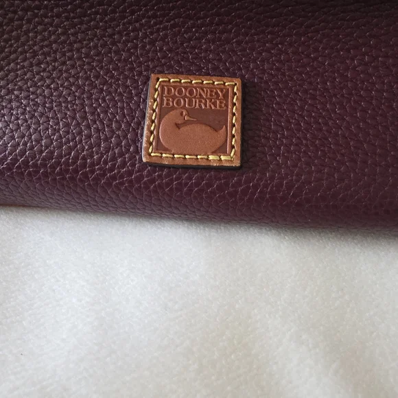 Dooney & Bourke Burgundy Satchel with Tan Trim - Picture 2 of 8
